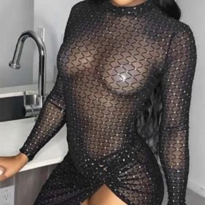 Mesh rhinestone dress